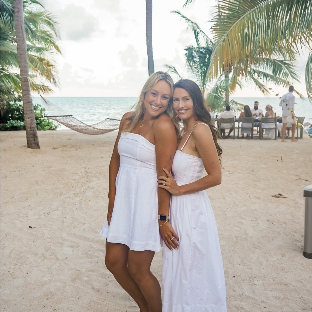 White free people dress with removable straps